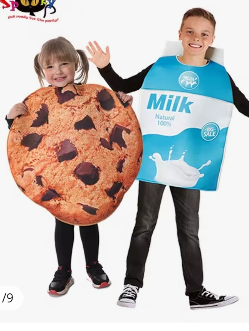 Kids Milk And Cookies Carton Costume - Blue and White
